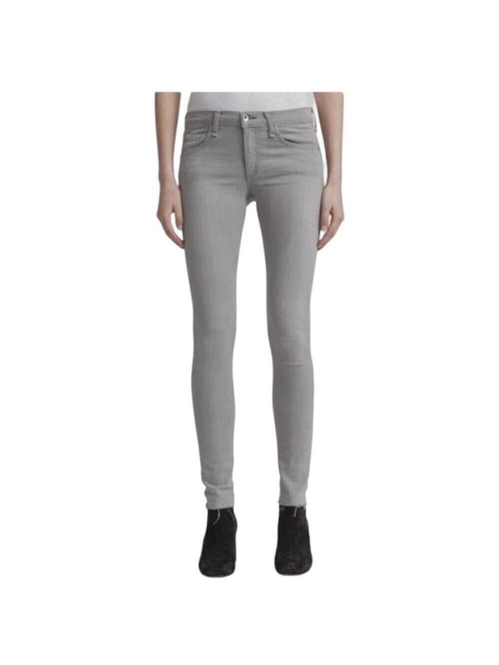 Rag & Bone Ankle Skinny Burmese Gray Wash Frayed Hem Jeans Sz 26